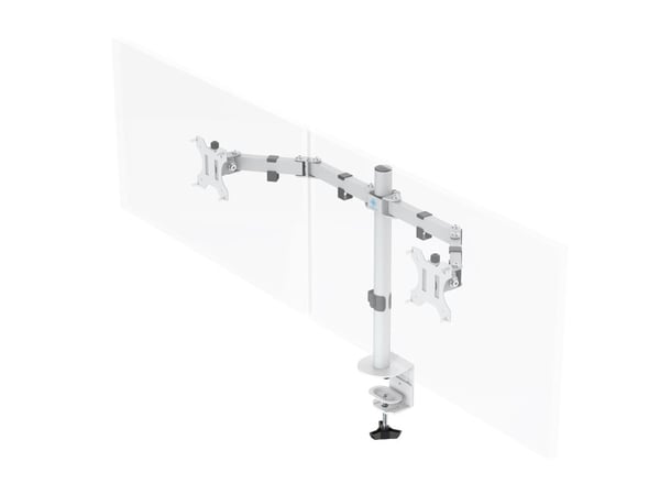 DELTACO GAMING WA86 - Monteringssett (skrivebordsmontering) - full bevegelse dobbelarm - for 2 LCD-skjermer - stål, aluminium - hvit - skjermstørre...