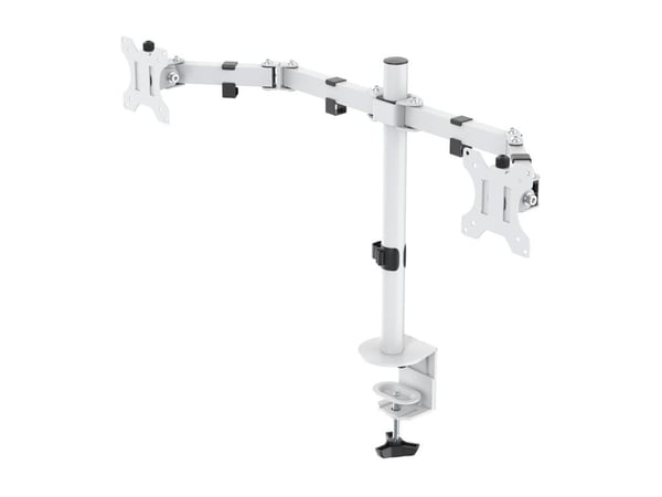 DELTACO GAMING WA86 - Monteringssett (skrivebordsmontering) - full bevegelse dobbelarm - for 2 LCD-skjermer - stål, aluminium - hvit - skjermstørre...