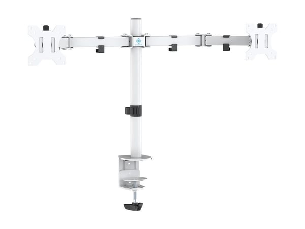DELTACO GAMING WA86 - Monteringssett (skrivebordsmontering) - full bevegelse dobbelarm - for 2 LCD-skjermer - stål, aluminium - hvit - skjermstørre...