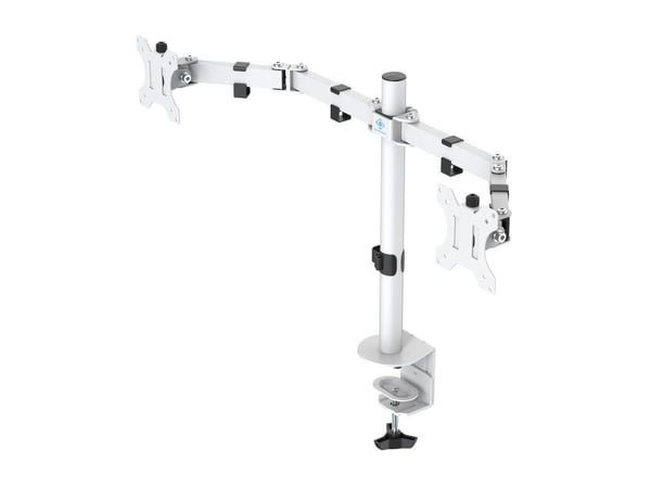 DELTACO GAMING WA86 - Monteringssett (skrivebordsmontering) - full bevegelse dobbelarm - for 2 LCD-skjermer - stål, aluminium - hvit - skjermstørre...