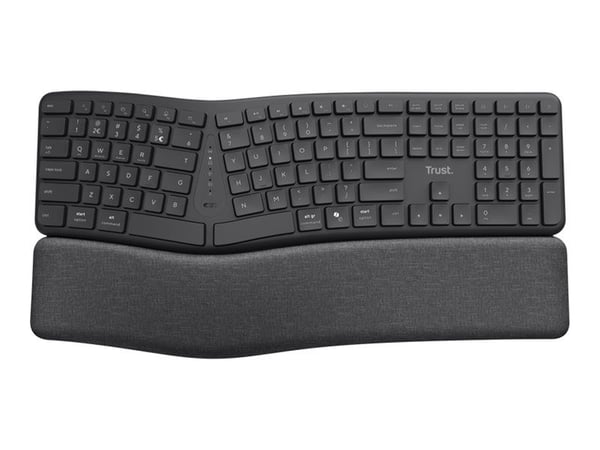 Trust Keyra, Fuld størrelse (100 %), Trådløs, RF trådløs + Bluetooth, Membran, QWERTY, Sort