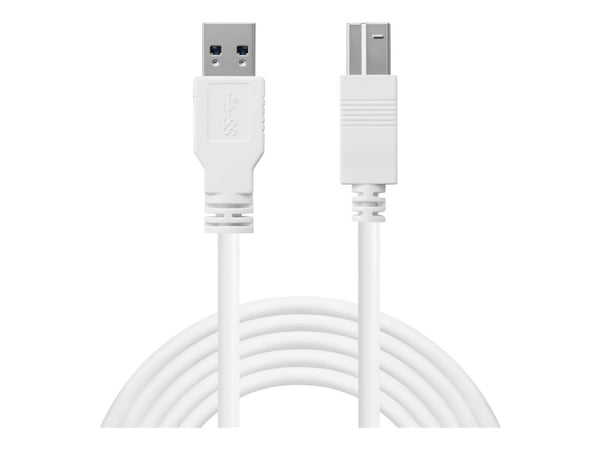 Sandberg 509-23, 1,8 m, USB A, USB B, USB 3.2 Gen 1 (3.1 Gen 1), 5 Gbit/sek, hvit