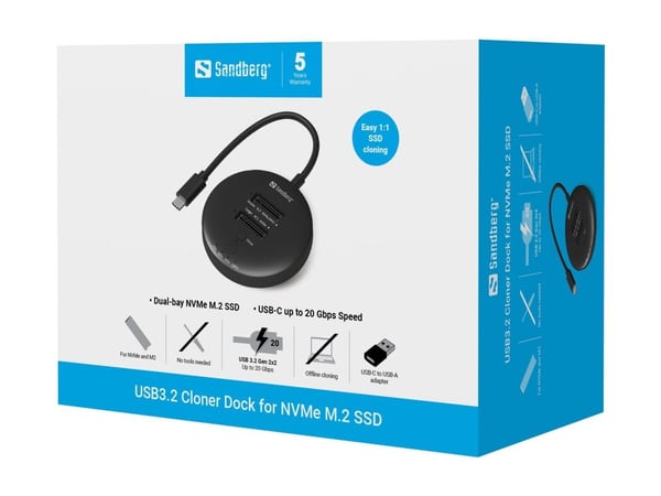Sandberg USB3.2 Cloner Dock for M.2+NVMe