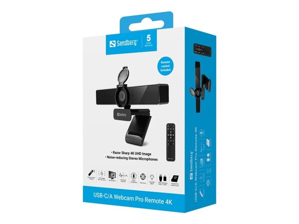 Sandberg Pro Remote - Nettkamera - farge - 8 MP - 3840 x 2160 - 4K - lyd - USB