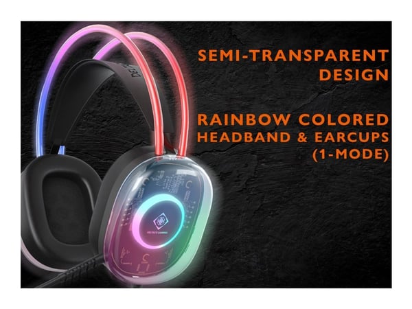 Deltaco gamingheadset RGB-belysning halvtransparent (GAM-186)