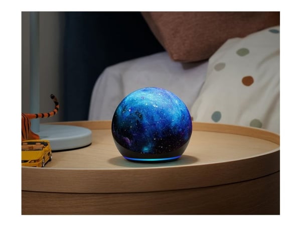 Amazon Echo Dot Kids (5th generation), Amazon Alexa, Pyöreä, Sininen, Rainbow Swirl, Kangas, Kierrätetty muovi, Saksa, Englanti, Espanja, Ranska, I...