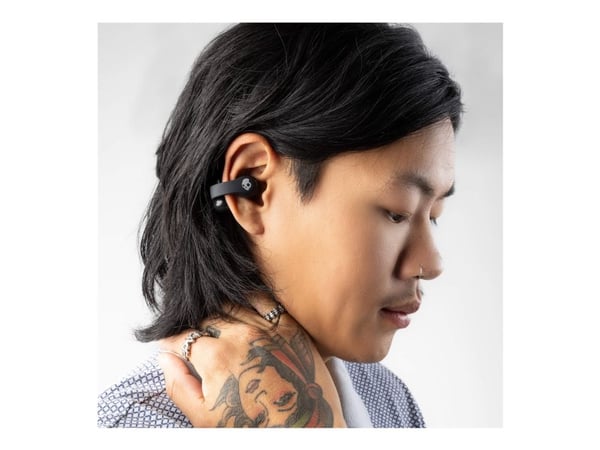 Skullcandy Push 720 Open - True wireless-hodetelefoner med mikrofon - åpent øre - over-øret-montering - Bluetooth - svart/sølv