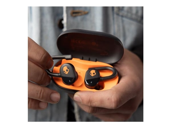 Skullcandy Push Play Active - True wireless-hodetelefoner med mikrofon - i øret - over-øret-montering - Bluetooth - lydisolerende - oransje, svart