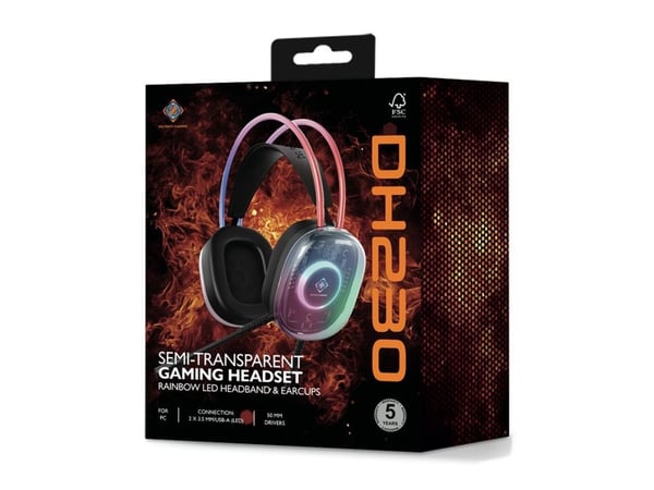 Deltaco gamingheadset RGB-belysning halvtransparent (GAM-186)