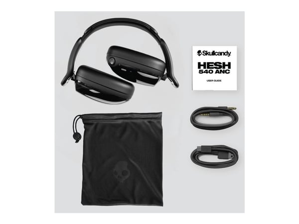 Skullcandy HESH 540 - Hodetelefoner med mikrofon - full størrelse - Bluetooth - trådløs, kablet - aktiv støydemping - 3,5 mm jakk - ekte svart