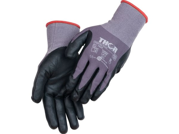 Fingerdyppet nitrilhandske, THOR Flex Tech, 7, sort - (12 stk.)