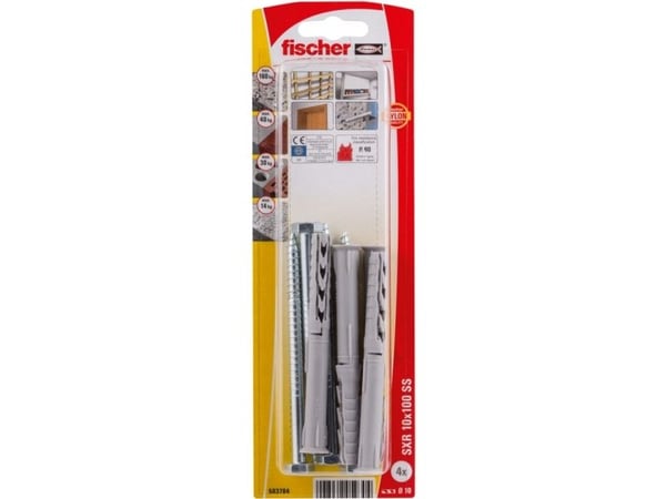 Fischer 503784, Kit med skruv och väggplugg, Tegel, Betong, ETA-07/0121, 100 mm, 1 cm, 11 cm
