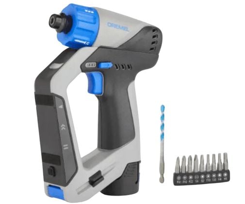 Dremel F013DD12JA, Boremaskin med pistolgrep, Nøkkelløs, Børsteløs, Drill, Blå, Grå, 1,58 cm