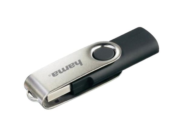 Hama Rotate, 64 GB, USB A-tyyppi, 2.0, 6 MB/s, Taittuva, Musta, Hopea