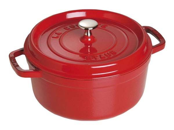 Leivänpaahdin Staub Round Cocotte, 24cm valurauta, kirsikkainen