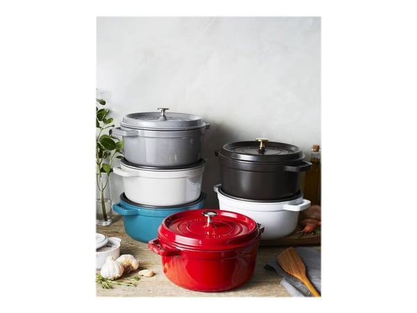 Leivänpaahdin Staub Round Cocotte, 24cm valurauta, kirsikkainen