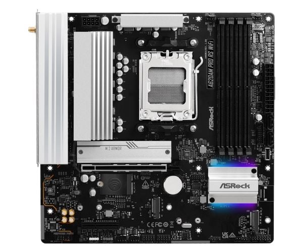 ASRock A620AM PRO RS WIFI - Hovedkort - micro ATX - Socket AM5 - AMD A620A Chipset - USB 3.2 Gen 1, USB-C 3.2 Gen 1 - 2.5 Gigabit LAN, Wi-Fi 6E, Bl...