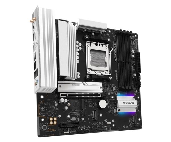 ASRock A620AM PRO RS WIFI - Hovedkort - micro ATX - Socket AM5 - AMD A620A Chipset - USB 3.2 Gen 1, USB-C 3.2 Gen 1 - 2.5 Gigabit LAN, Wi-Fi 6E, Bl...