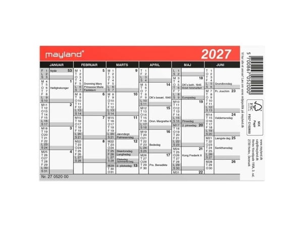 Mini kalender 2026