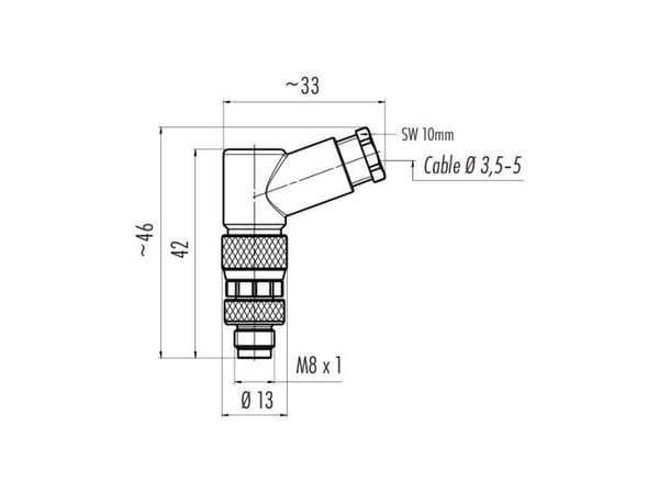Binder 99-3383-110-04 Sensor, ställdonskontakt, M8 Kontaktdon, vinklat Polnummer (RJ): 4 1 st
