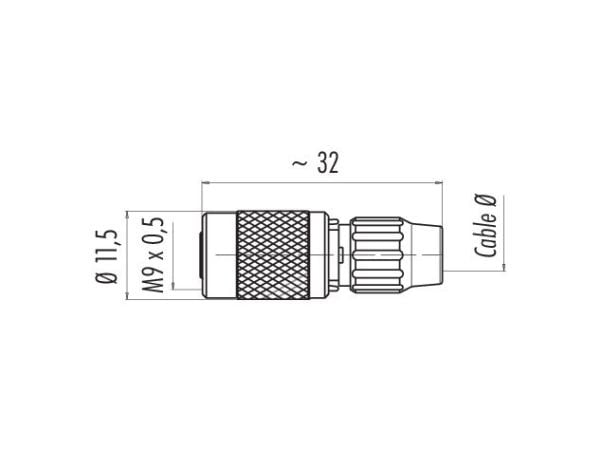 BINDER 99-0480-102-08, M9, Hunkjønn, Polyamid, Gull, Lodde, IP40