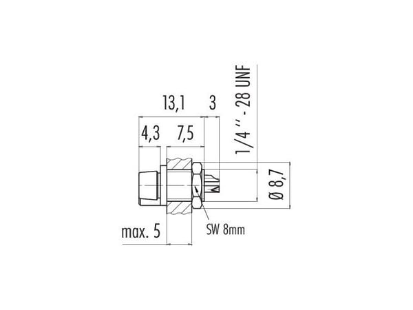 BINDER 09-9750-30-03, Snap-In, Hunkjønn, Polyamid, Gull, Lodde, IP40