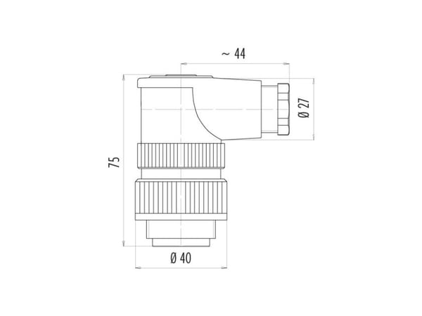 BINDER 99-0709-70-05, RD30, urosliitin, polyamidi, hopea, IP65, 400 V