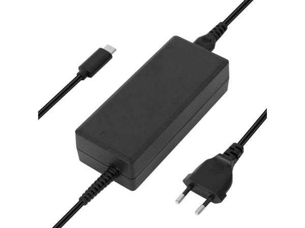 DELTACO - USB-C-strømadapter - AC 100-240 V - 65 watt - 1 m kabel - svart