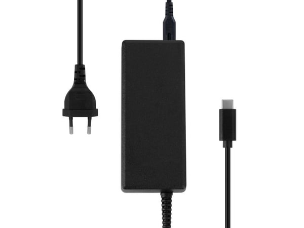 DELTACO - USB-C-strømadapter - AC 100-240 V - 65 watt - 1 m kabel - svart