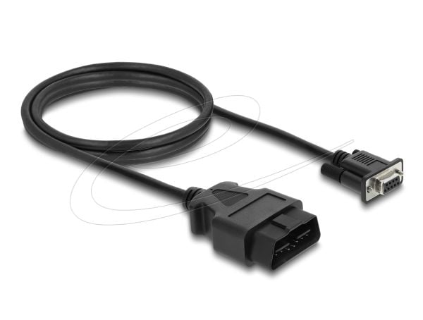 Delock-sovitinkaapeli OBD-2 uros Sub-D 9-nastaiseen naarasliitäntään ruuveilla 1,15 m