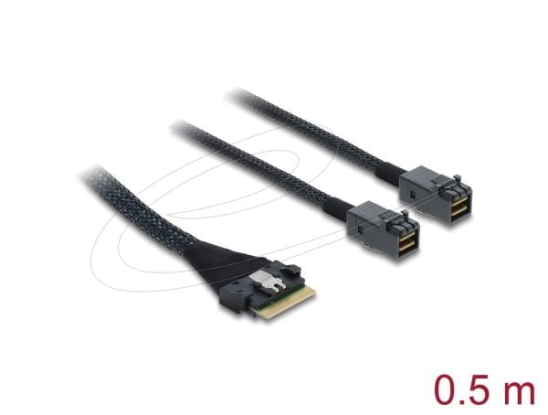 Delock - SAS intern kabel - 8i Slim SAS (SFF-8654) (hann) til Mini SAS HD (SFF-8643) (hann) - 50 cm