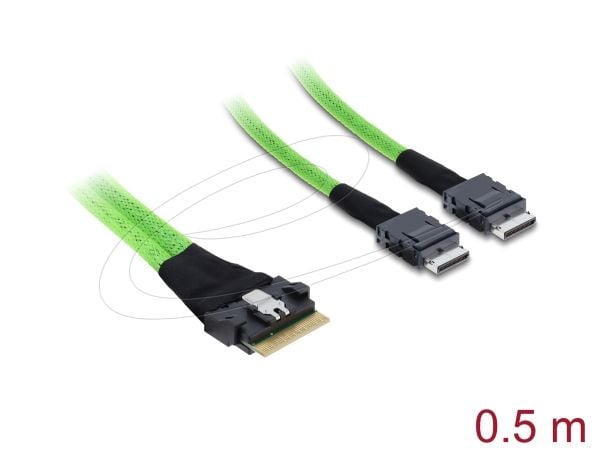 Delock - SAS intern kabel - 8i Slim SAS (SFF-8654) (hann) til 4i OCuLink (SFF-8611) (hann) - 50 cm