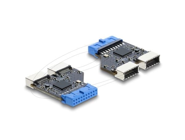 Delock USB 5 Gbps-hub 20-pinners hann til 2 x USB 5 Gbps Type-E Key A hunn