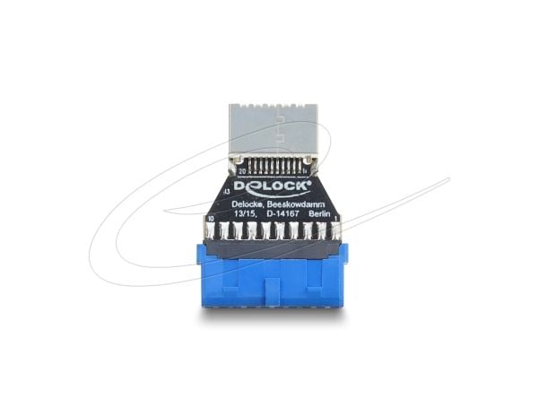 Delock-adapter USB 5 Gbps 20-pinners hann til USB 5 Gbps Type-E Key B hunn