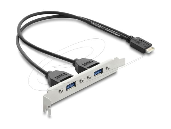 Delock USB Type-E Key B hann til 2 x USB 5 Gbps Type-A hunn med slotbrakett tilkoblingskabel 35,5 cm