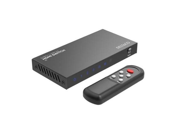 DELTACO - Video/audio switch - 3 inputs to 1 output, 8K@60Hz, with remote - 4 x HDMI - stasjonær