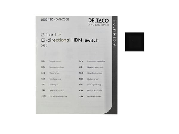 DELTACO - Video/audio switch - bidirectional, 1-2 or 2-1, 8K@60Hz - 3 x HDMI - stasjonær