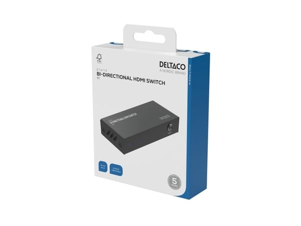 DELTACO - Video/audio switch - bidirectional, 1-2 or 2-1, 8K@60Hz - 3 x HDMI - stasjonær