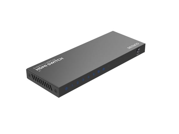 DELTACO - Video/audio switch - 5 inputs to 1 output, 8K@60Hz, with remote - 6 x HDMI - stasjonær