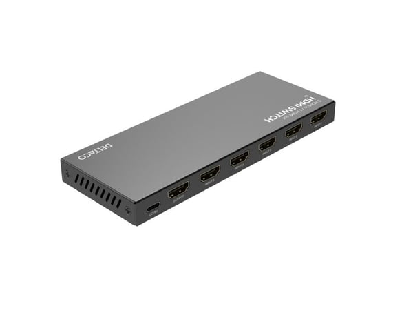 DELTACO - Video/audio switch - 5 inputs to 1 output, 8K@60Hz, with remote - 6 x HDMI - stasjonær