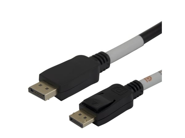 DELTACO - DisplayPort-kabel - DisplayPort (hann) hasp til DisplayPort (hann) hasp - DisplayPort 2.1a - 1,5 m - VESA DP54-sertifisert - svart