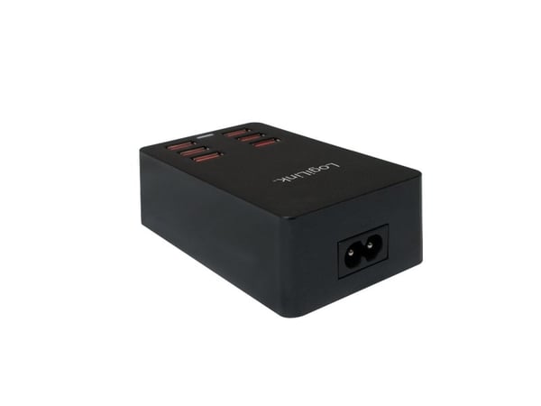 LogiLink Table Charger - Strømadapter - 32 watt - 6.4 A - 6 utgangskontakter (6 x USB) - svart