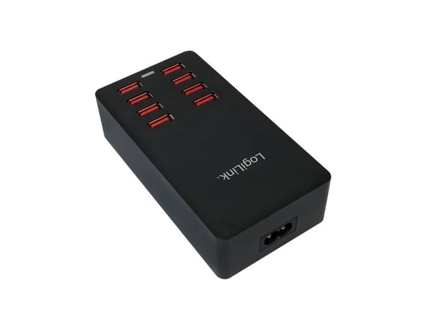 LogiLink Table Charger - Strømadapter - 44 watt - 8.8 A - 8 utgangskontakter (8 x 4-pins USB-type A) - svart