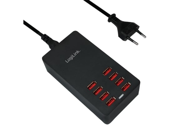 LogiLink Table Charger - Strømadapter - 44 watt - 8.8 A - 8 utgangskontakter (8 x 4-pins USB-type A) - svart