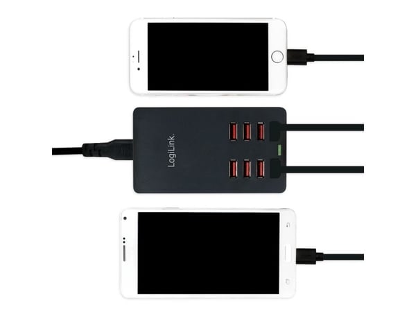 LogiLink Table Charger - Strømadapter - 44 watt - 8.8 A - 8 utgangskontakter (8 x 4-pins USB-type A) - svart