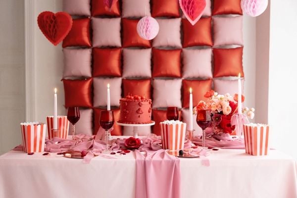 PartyDeco POP16, Rosa, Rød, Hvit, Mønster, 110 mm, 110 mm, 155 mm