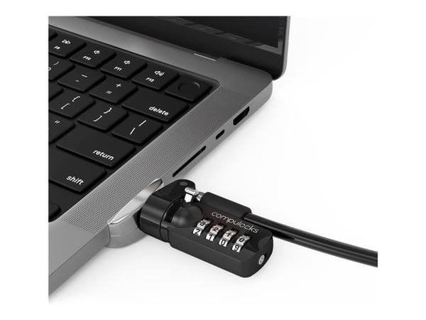 Compulocks Ledge Lock Adapter for MacBook Pro 14" M1, M2 & M3 with Combination Cable - Sikkerhetssporlåsadapter - med kodelås - for Apple MacBook P...