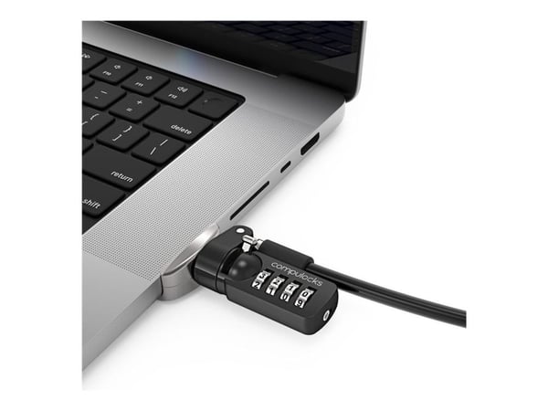 Compulocks Ledge Lock Adapter for MacBook Pro 16" M1, M2 & M3 with Combination Cable Lock - Sikkerhetssporlåsadapter - med kodelås - for Apple MacB...