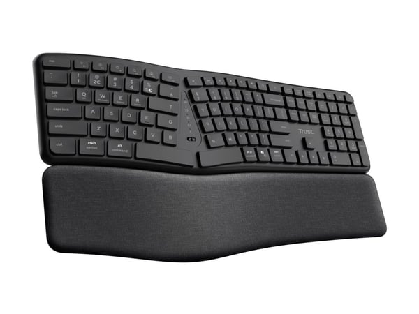 Trust Keyra, Fuld størrelse (100 %), Trådløs, RF trådløs + Bluetooth, Membran, QWERTY, Sort
