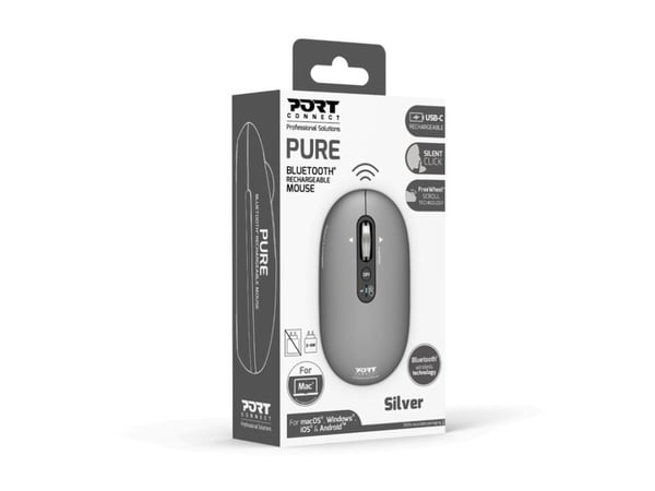 Port Designs 910009, Molempikätinen, Optinen, Bluetooth, 3200 DPI, Harmaa